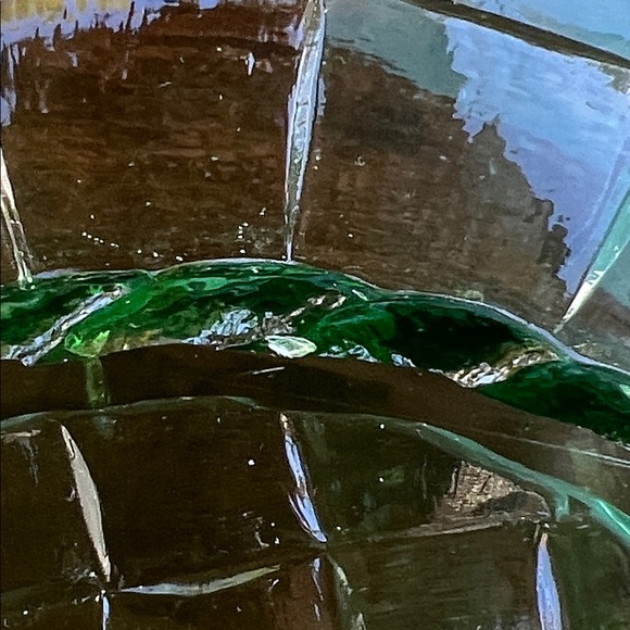 RARE Viking Glass Country Craft Basket Weave Green Glass Platter Cake Plate - Picture 8 of 8